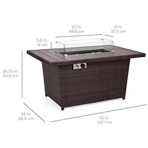 Outdoor Wicker Patio Propane Gas Fire Pit Table - Brown Best Choice Products