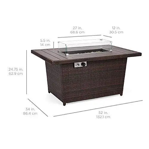 Outdoor Wicker Patio Propane Gas Fire Pit Table - Brown Best Choice Products