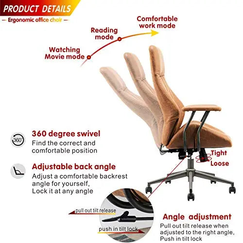 Ovios Office Chair | Modern Ergonomic Chair - Brown ovios