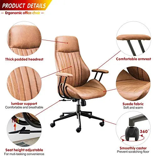 Ovios Office Chair | Modern Ergonomic Chair - Brown ovios