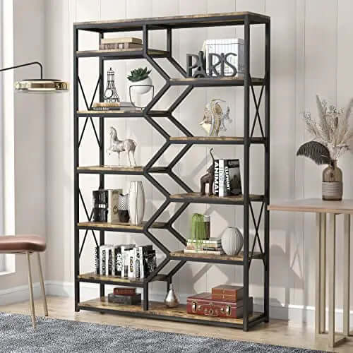 PAKASEPT 5 Tier Bookshelf, Vintage Bookcase, 70" - Brown PAKASEPT