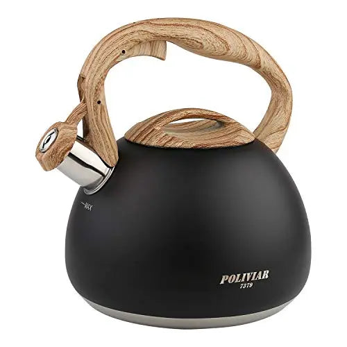 POLIVIAR Tea Kettle, 2.7 QT | Whistling Stovetop Teapot, Food Grade Stainless Steel, Anti-Rust and Anti Hot Handle - Black POLIVIAR 7379