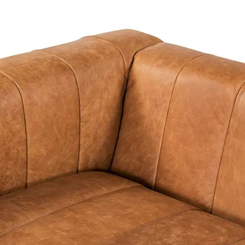 POLY & BARK Canale Sofa, Pure-Aniline Italian Leather, 86" - Cognac Tan 