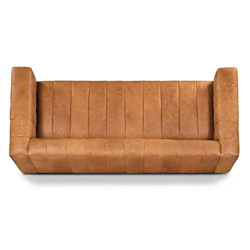POLY & BARK Canale Sofa, Pure-Aniline Italian Leather, 86" - Cognac Tan 