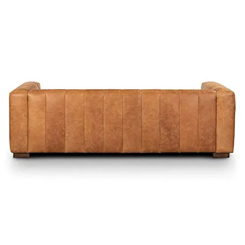 POLY & BARK Canale Sofa, Pure-Aniline Italian Leather, 86" - Cognac Tan 