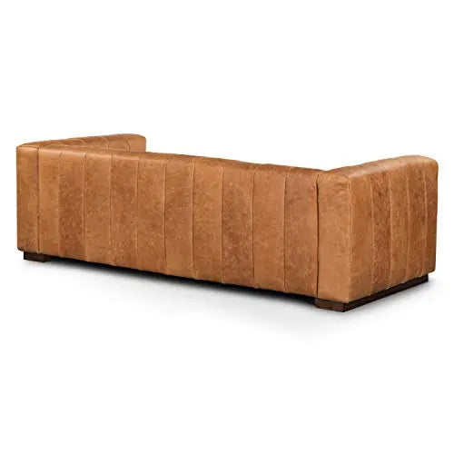 POLY & BARK Canale Sofa, Pure-Aniline Italian Leather, 86" - Cognac Tan 