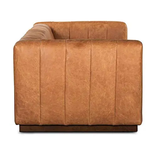 POLY & BARK Canale Sofa, Pure-Aniline Italian Leather, 86" - Cognac Tan 