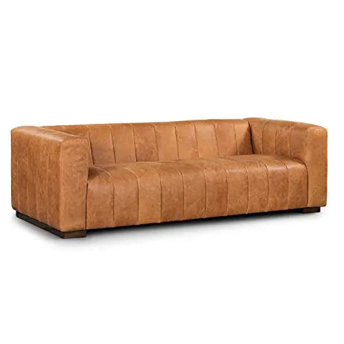 POLY & BARK Canale Sofa, Pure-Aniline Italian Leather, 86" - Cognac Tan 