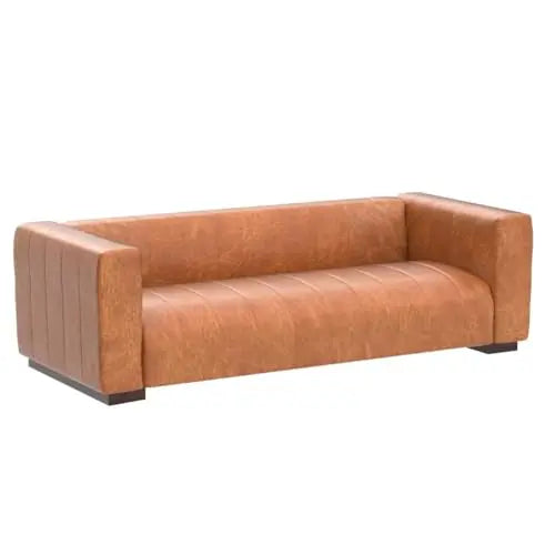 POLY & BARK Canale Sofa, Pure-Aniline Italian Leather, 86" - Cognac Tan 