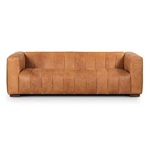 POLY & BARK Canale Sofa, Pure-Aniline Italian Leather, 86" - Cognac Tan 