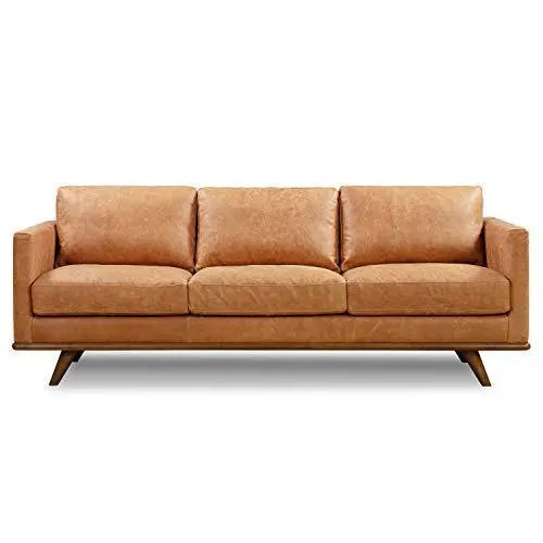 POLY & BARK Nolita Italian Leather Modern Sofa - Cognac Tan POLY & BARK