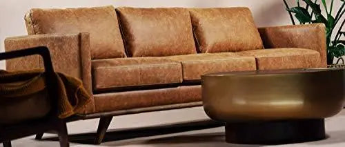 POLY & BARK Nolita Italian Leather Modern Sofa - Cognac Tan POLY & BARK