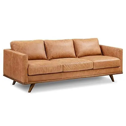 POLY & BARK Nolita Italian Leather Modern Sofa - Cognac Tan POLY & BARK