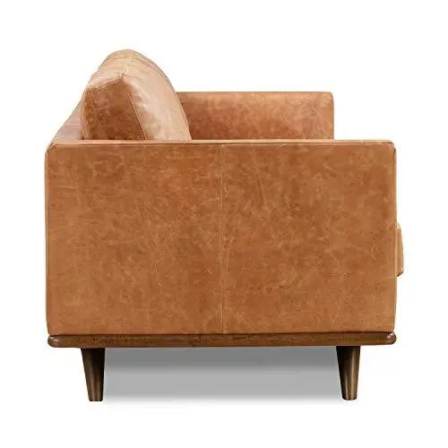 POLY & BARK Nolita Italian Leather Modern Sofa - Cognac Tan POLY & BARK