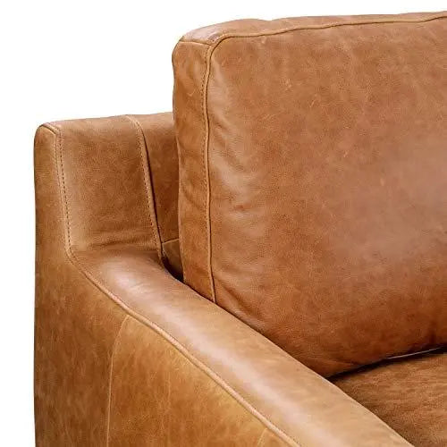 POLY & BARK Sorrento Italian Tanned Leather Modern Sofa - Cognac Tan POLY & BARK