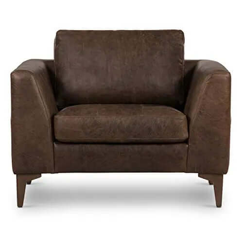 POLY and BARK Calle Lounge Chair, Leather Arm Chair - Brown Stone ??? M??dern Space Gallery