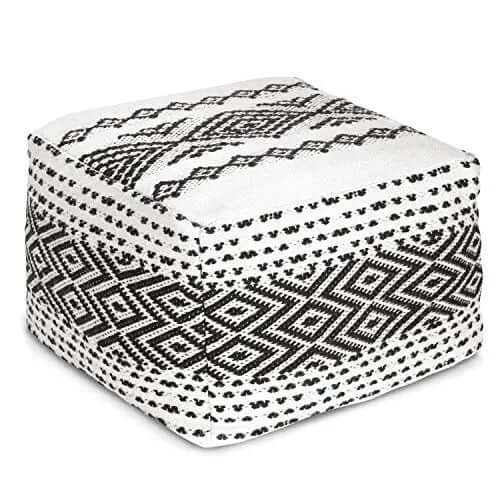 POLY and BARK Casbah Pouf - Off White/BlackPOLY and BARK Pouf | Casbah Fabric Pouf - Off White/Black POLY & BARK