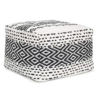 POLY and BARK Casbah Pouf - Off White/BlackPOLY and BARK Pouf | Casbah Fabric Pouf - Off White/Black POLY & BARK