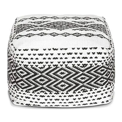 POLY and BARK Casbah Pouf - Off White/BlackPOLY and BARK Pouf | Casbah Fabric Pouf - Off White/Black POLY & BARK