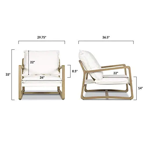 POLY and BARK Chair | Asher Lounge Armchair - Bone White/Natural POLY & BARK