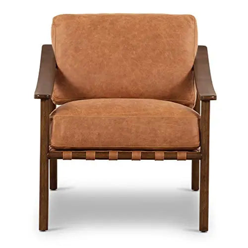 POLY and BARK Chair | Rocco Lounge Italian Leather - Cognac Tan POLY & BARK