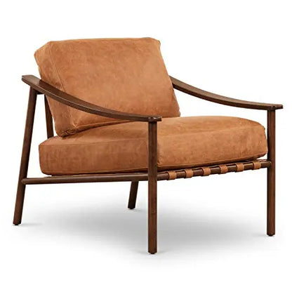POLY and BARK Chair | Rocco Lounge Italian Leather - Cognac Tan POLY & BARK