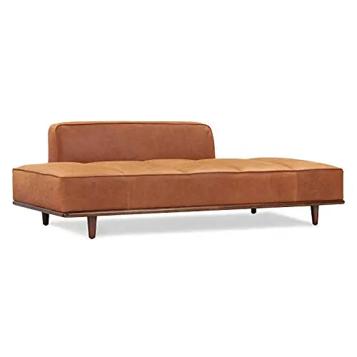 POLY and BARK Jasper Pure Italian Tanned Leather Lounge Chaise - Cognac Tan POLY & BARK