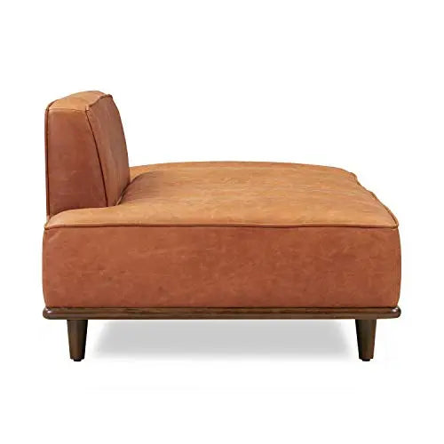 POLY and BARK Jasper Pure Italian Tanned Leather Lounge Chaise - Cognac Tan POLY & BARK