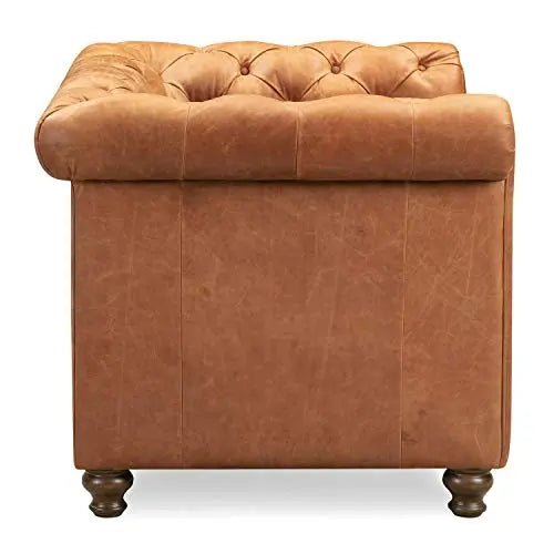 POLY and BARK Leather Chair | Lyon Lounge Chair in Italian Leather - Cognac Tan POLY & BARK