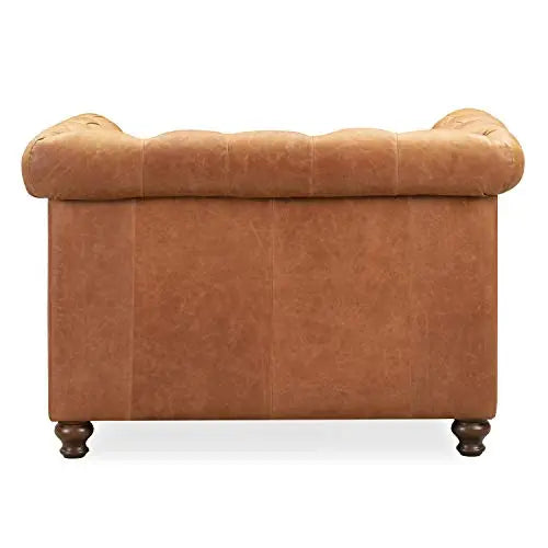 POLY and BARK Leather Chair | Lyon Lounge Chair in Italian Leather - Cognac Tan POLY & BARK