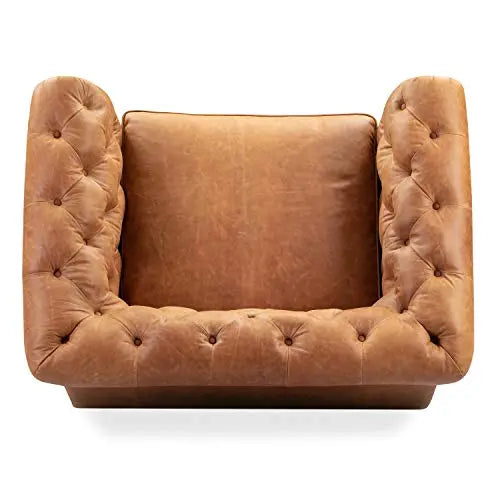 POLY and BARK Leather Chair | Lyon Lounge Chair in Italian Leather - Cognac Tan POLY & BARK