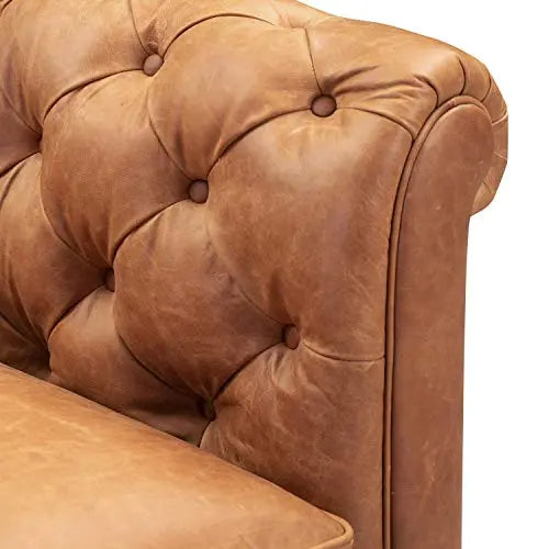 POLY and BARK Leather Chair | Lyon Lounge Chair in Italian Leather - Cognac Tan POLY & BARK