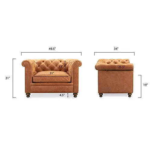 POLY and BARK Leather Chair | Lyon Lounge Chair in Italian Leather - Cognac Tan POLY & BARK