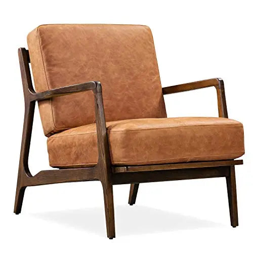 POLY and BARK Leather Chair | Verity Lounge Chair in Italian Leather - Cognac Tan POLY & BARK