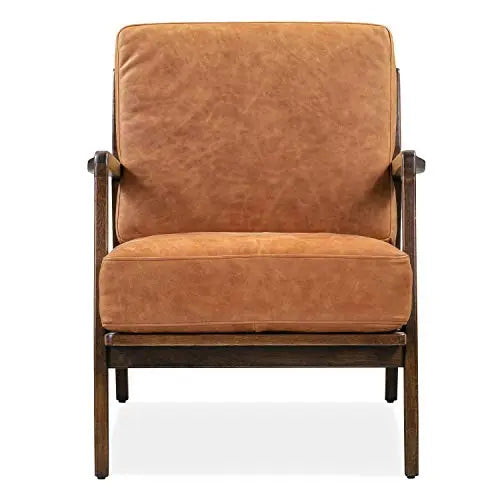 POLY and BARK Leather Chair | Verity Lounge Chair in Italian Leather - Cognac Tan POLY & BARK