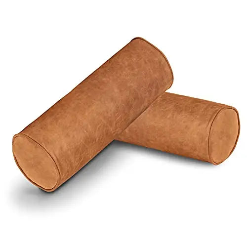 POLY and BARK Leather Napa Bolster Throw Pillows