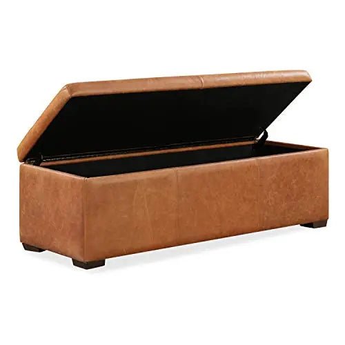 POLY and BARK Leather Ottoman | Senja Storage Ottoman - Cognac Tan POLY & BARK