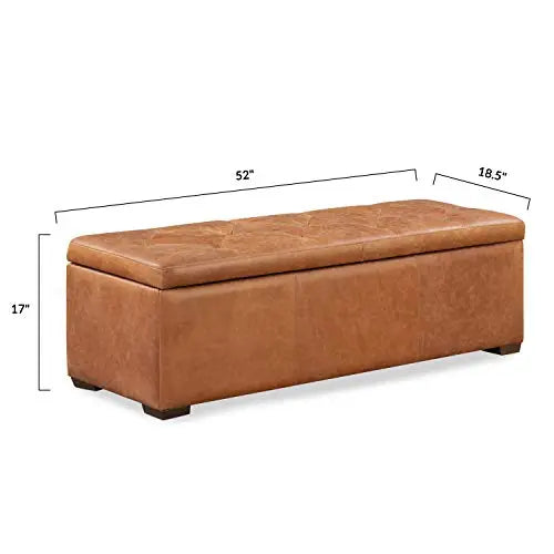 POLY and BARK Leather Ottoman | Senja Storage Ottoman - Cognac Tan POLY & BARK