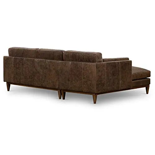 POLY and BARK Leather Sectional, Mara Left-Facing Sofa - Brown Stone POLY & BARK