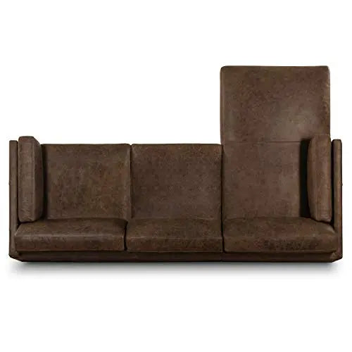 POLY and BARK Leather Sectional, Mara Left-Facing Sofa - Brown Stone POLY & BARK