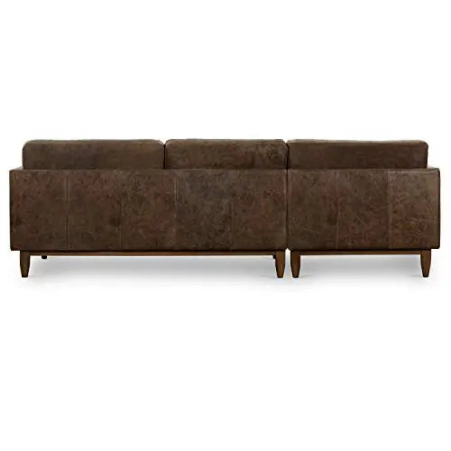 POLY and BARK Leather Sectional, Mara Left-Facing Sofa - Brown Stone POLY & BARK