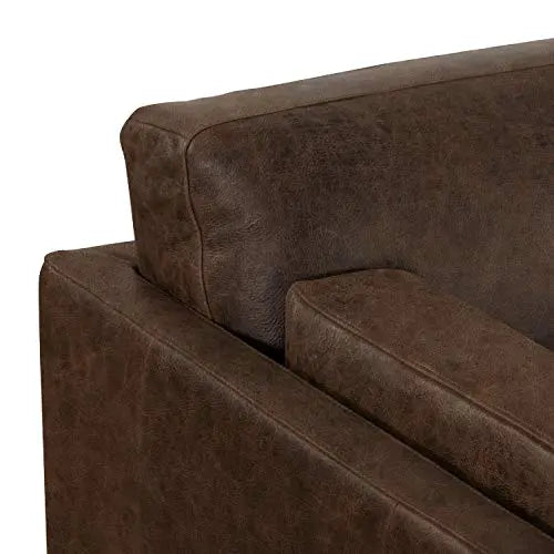 POLY and BARK Leather Sectional, Mara Left-Facing Sofa - Brown Stone POLY & BARK