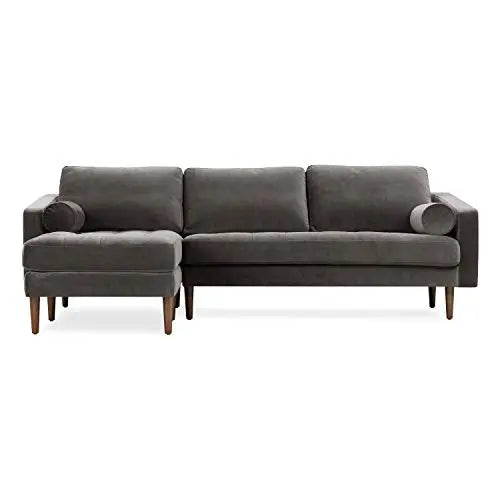 POLY and BARK Napa Sectional Sofa, Left-Facing Sofa - Concrete Velvet POLY & BARK