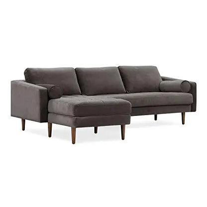 POLY and BARK Napa Sectional Sofa, Left-Facing Sofa - Concrete Velvet POLY & BARK