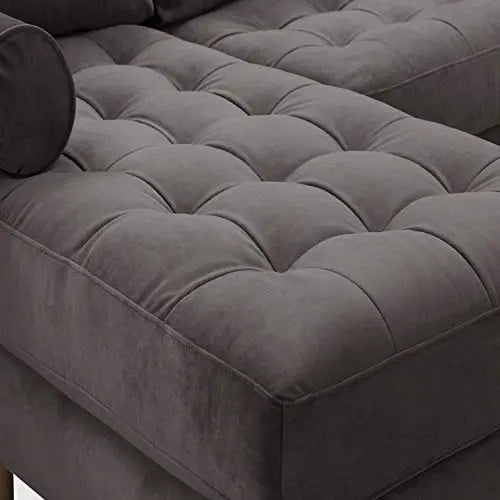 POLY and BARK Napa Sectional Sofa, Left-Facing Sofa - Concrete Velvet POLY & BARK