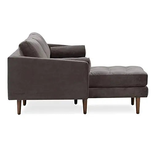 POLY and BARK Napa Sectional Sofa, Left-Facing Sofa - Concrete Velvet POLY & BARK