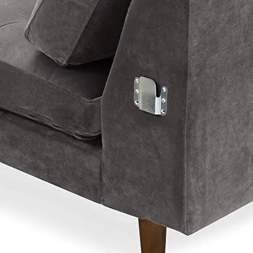 POLY and BARK Napa Sectional Sofa, Left-Facing Sofa - Concrete Velvet POLY & BARK