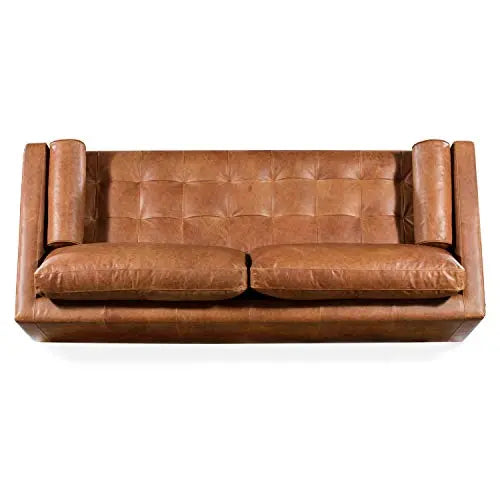 POLY and BARK Napa Sofa in Full-Grain Pure-Aniline Italian Tanned Leather - Cognac Tan POLY & BARK