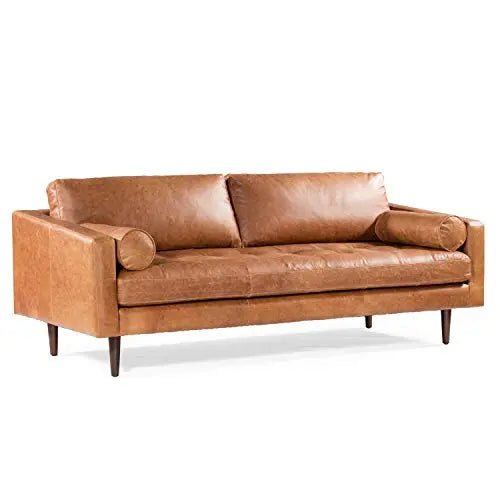 POLY and BARK Napa Sofa in Full-Grain Pure-Aniline Italian Tanned Leather - Cognac Tan POLY & BARK