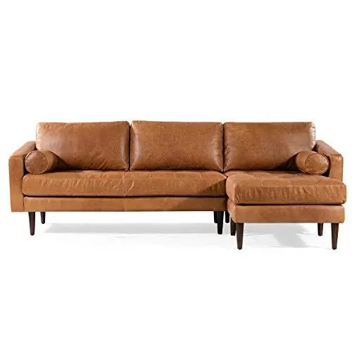 POLY and BARK Sectional | Napa Italian Leather Right-Facing Sectional Sofa - Cognac Tan POLY & BARK